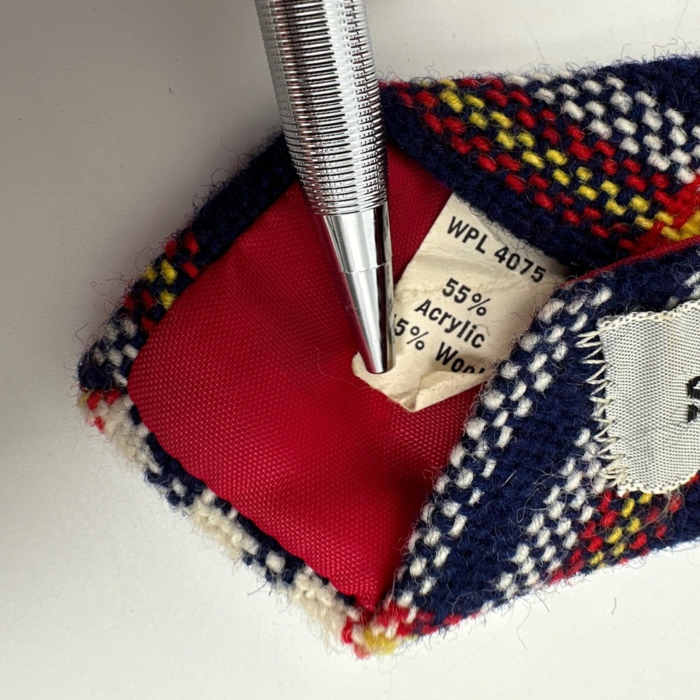 Liebert Necktie Mens 4" Navy Blue Red Plaid Wool Blend Vintage Goudchaux's USA - Picture 5 of 8